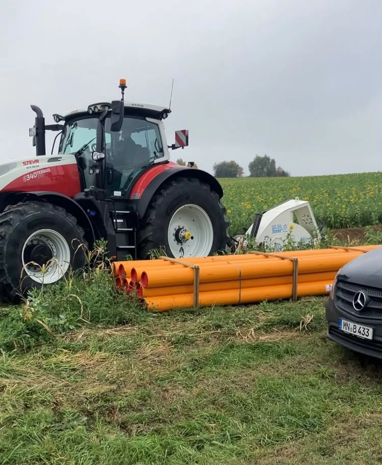 Bioenergie Fischerhöfe - Gasleitungsbau - Aushubarbeiten für die Gasleitung an der Biogasanlage